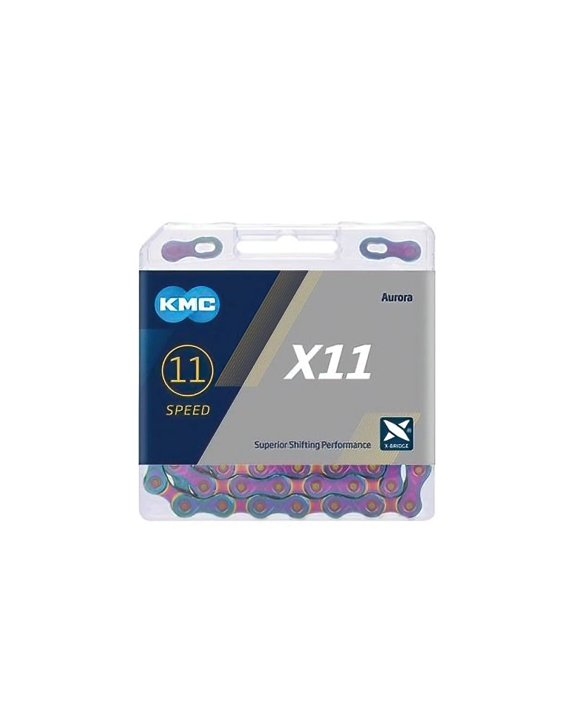 KMC X11 / X12 Speed Chain Aurora Blue 2 KMC Auora Blue 11 speed DeNoiseAI standard min