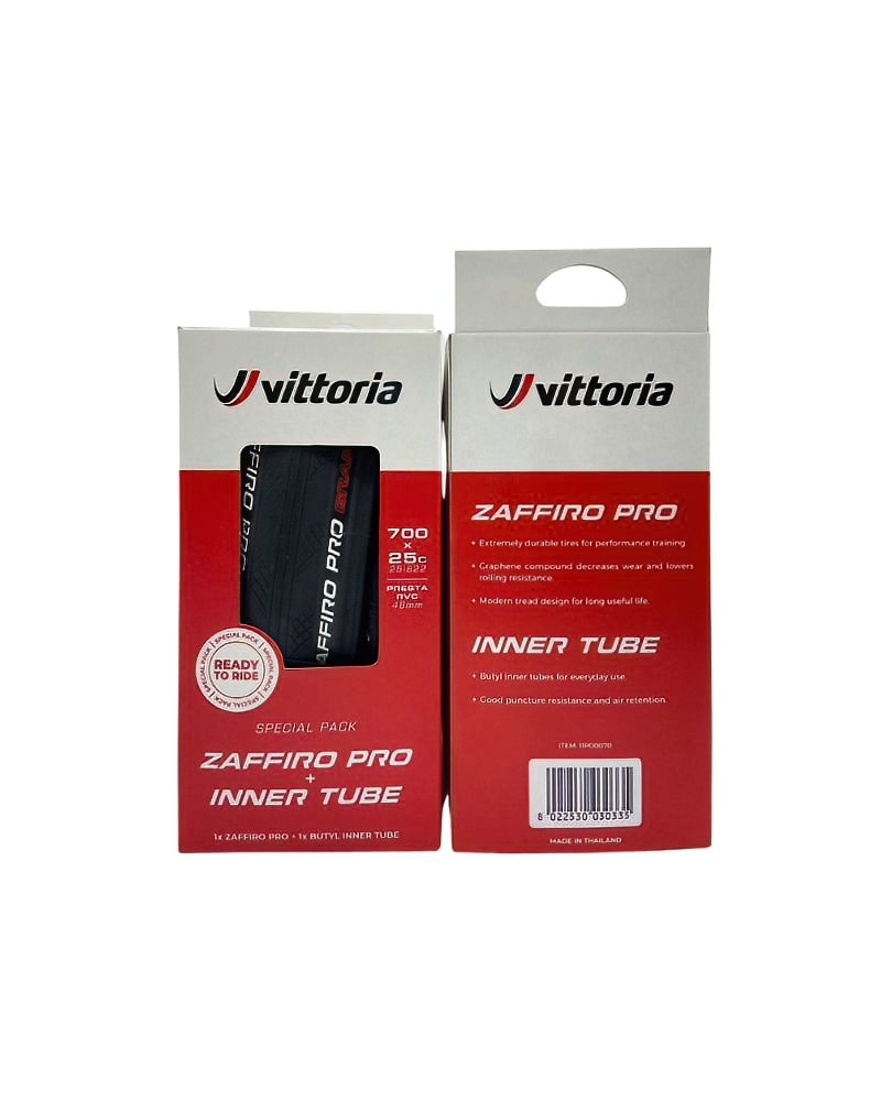 Vittoria Zaffiro Pro 25c / 28c G2.0 Fold Bicycle Tyres + 48mm tube 2 Zaffiro Pro Special Pack with Inner Tube (25mm) 1 DeNoiseAI standard min