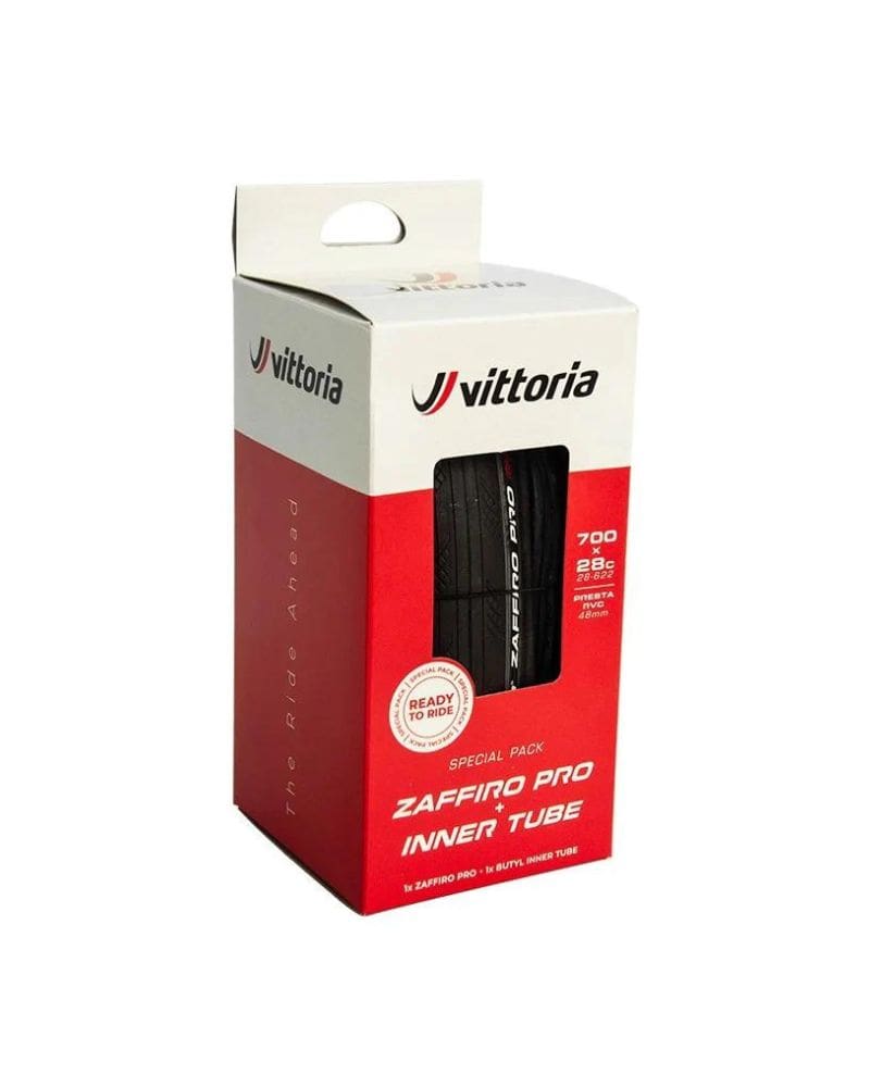 Vittoria Zaffiro Pro 25c / 28c G2.0 Fold Bicycle Tyres + 48mm tube 3 Zaffiro Pro Special Pack with Inner Tube (28mm) min